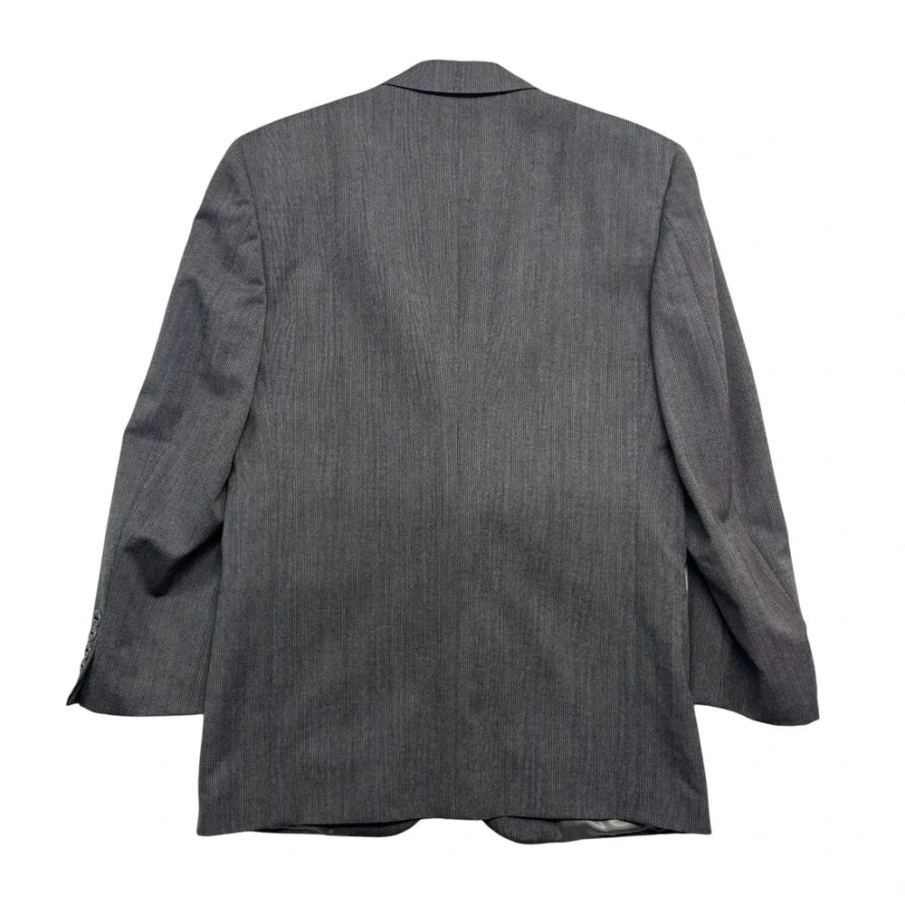 vtg 90s Perry Ellis 36S 29x28 Gray Plaid 2pc Pant Suit Wool Pleated Cuffed USA